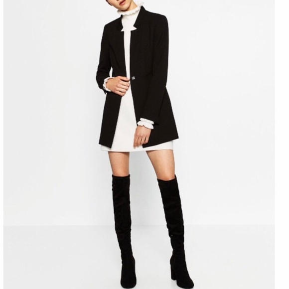 ZARA Black Minimalist Contemporary Workwear Blazer Jacket. Size XS. - Picture 2 of 16